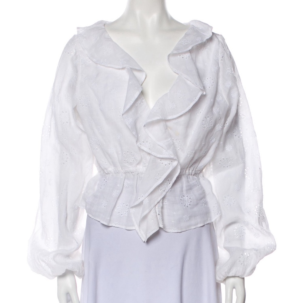 White Frame Eyelet Blouse